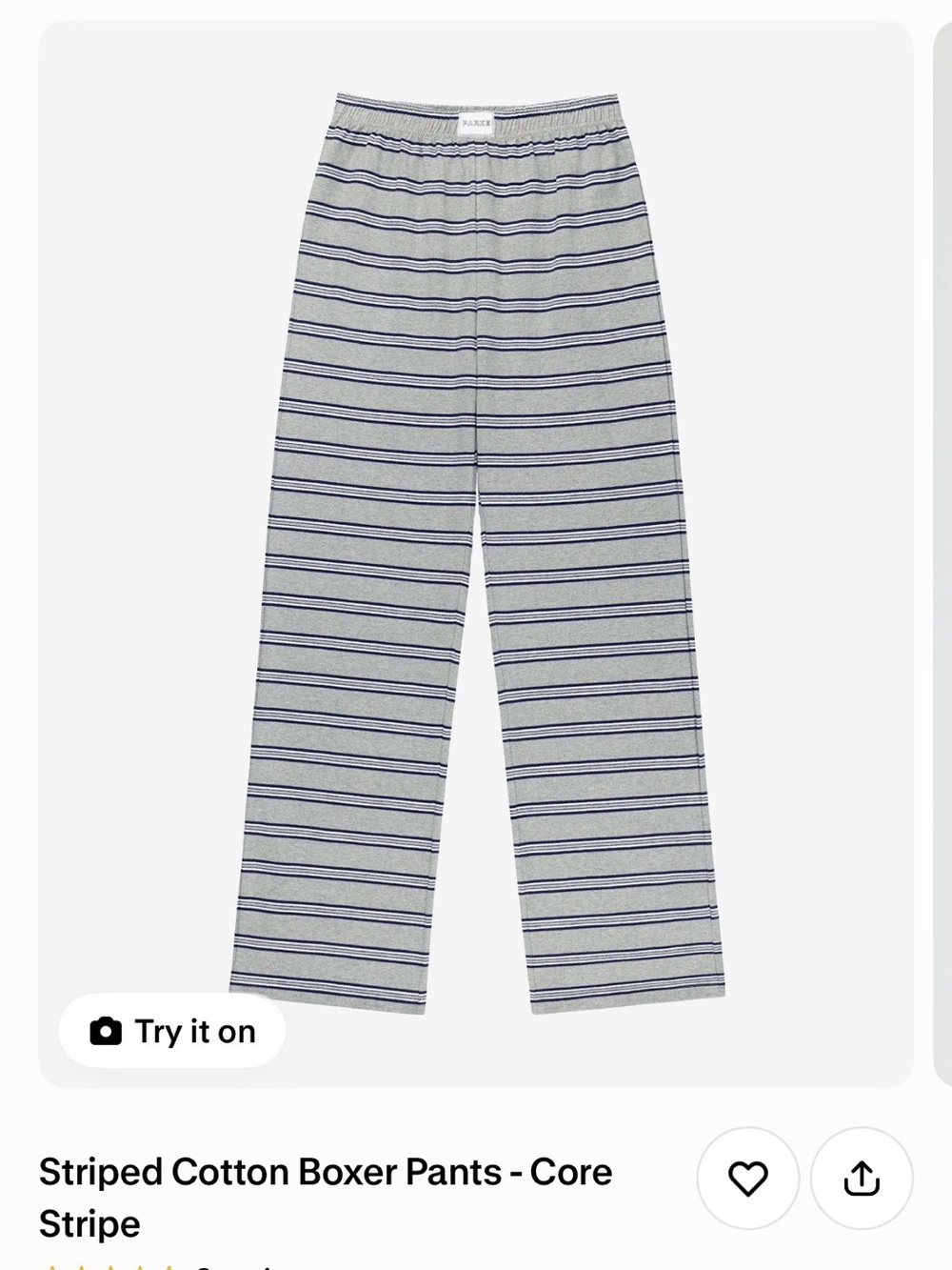 Striped Cotton Boxer Pants - Core Stripe by Parke - size Sm